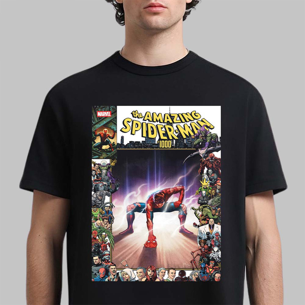 The Amazing Spider-Man 1000 Cover Art One Piece Luffy Gear 2 Inspired T-Shirt Marvel Merch 1 - Unicasport The Amazing Spider-Man 1000 Cover Art One Piece Luffy Gear 2 Inspired T-Shirt Marvel Merch