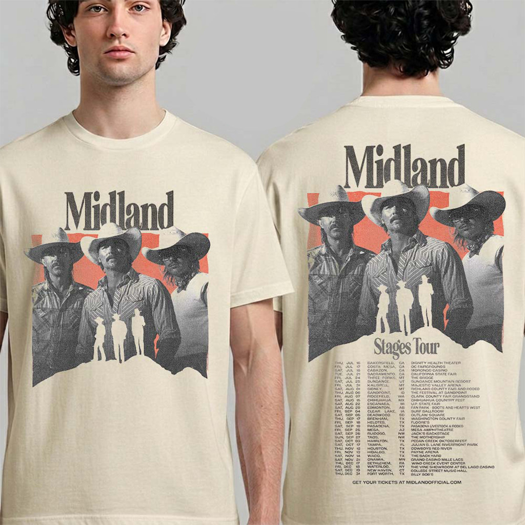 Midland Stages Tour 2026 Schedule Dates T-Shirt Midland Merch Gifts For Music Enthusiasts 1 - Unicasport Midland Stages Tour 2026 Schedule Dates T-Shirt Midland Merch Gifts For Music Enthusiasts