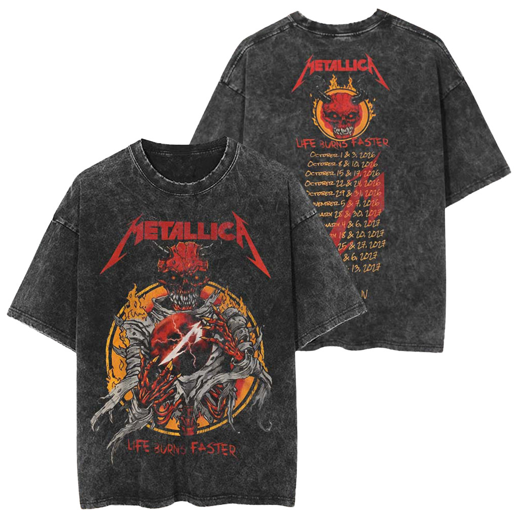 Metallica Life Burns Faster 2026 2027 Las Vegas Red Demon Skeleton Wash Shirt Metallica Merch 1 - Unicasport Metallica Life Burns Faster 2026 2027 Las Vegas Red Demon Skeleton Wash Shirt Metallica Merch