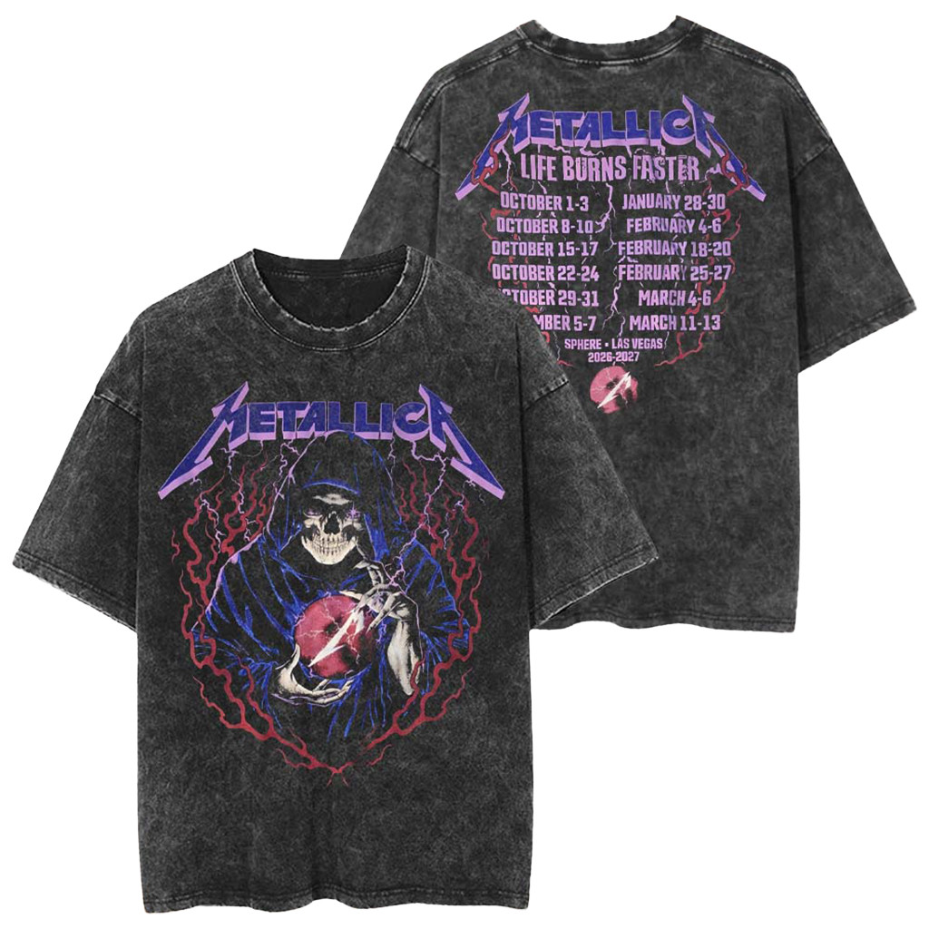 Metallica Life Burns Faster 2026 2027 Las Vegas Skeleton Wizard Wash Shirt Metallica Merch 1 - Unicasport Metallica Life Burns Faster 2026 2027 Las Vegas Skeleton Wizard Wash Shirt Metallica Merch
