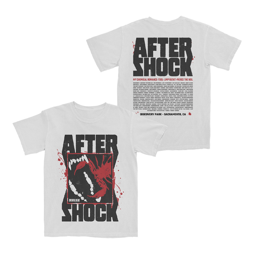 Aftershock Merch Stinging Bite White T-Shirt Great Rock Music Fans Gear Ideas 1 - Unicasport Aftershock Merch Stinging Bite White T-Shirt Great Rock Music Fans Gear Ideas