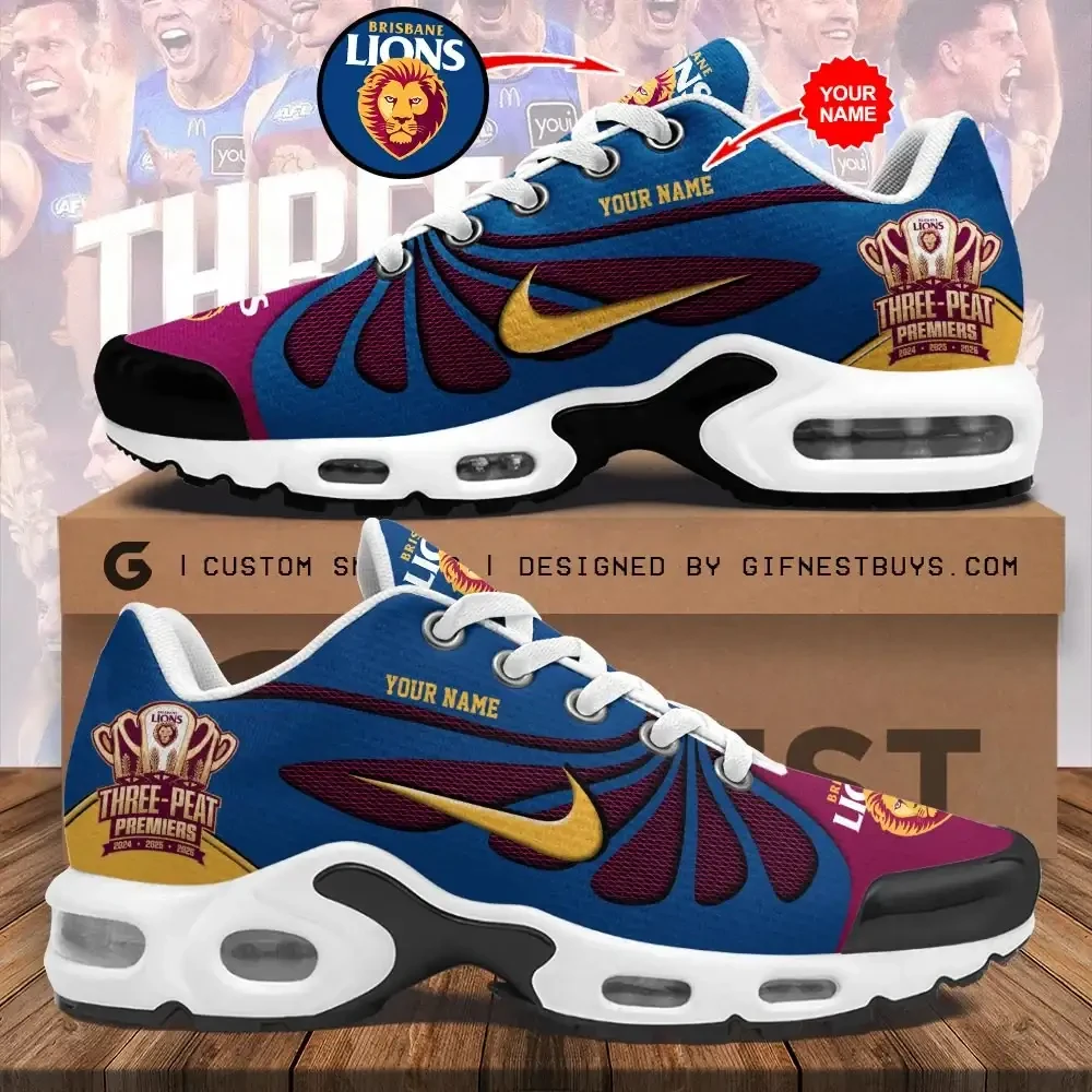 Personalized Brisbane Lions Merch Three Peat Premiers Sneakers Brisbane Lions Lovers Gifts 1 - Unicasport Personalized Brisbane Lions Merch Three Peat Premiers Sneakers Brisbane Lions Lovers Gifts