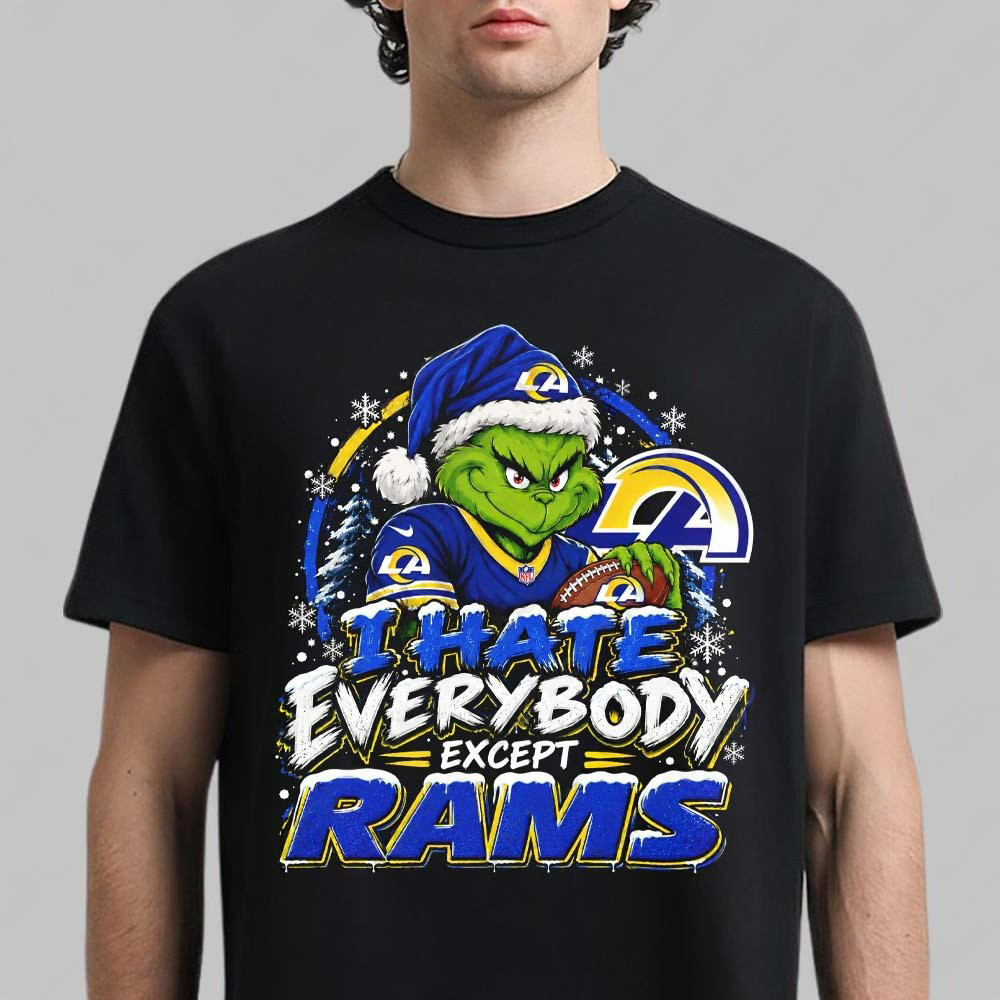 Los Angeles Rams Merch X Grinch I Hate Everybody Except Rams Shirt NFL Christmas Gifts Ideas 1 - Unicasport Los Angeles Rams Merch X Grinch I Hate Everybody Except Rams Shirt NFL Christmas Gifts Ideas