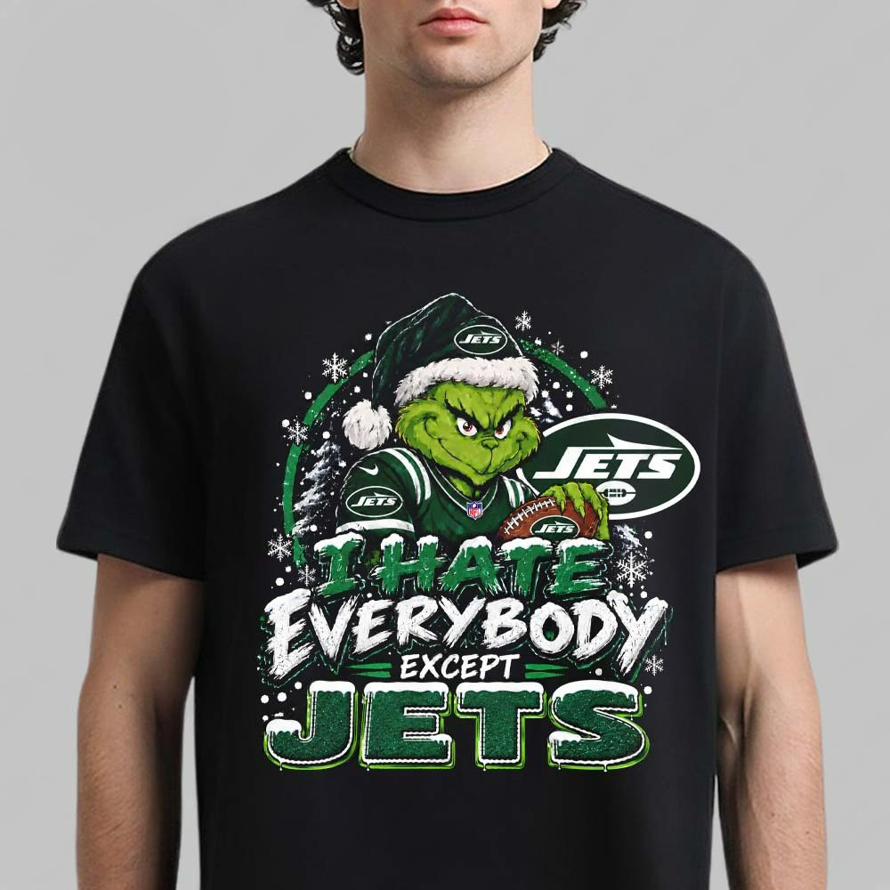 New York Jets Merch X Grinch I Hate Everybody Except Jets Shirt Xmas Gifts For NFL Fans 1 - Unicasport New York Jets Merch X Grinch I Hate Everybody Except Jets Shirt Xmas Gifts For NFL Fans