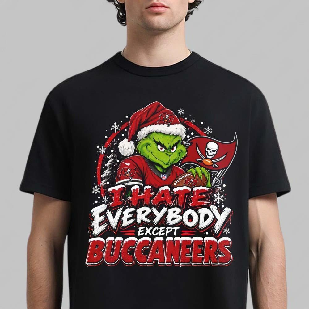 Tampa Bay Buccaneers Merch Grinch I Hate Everybody Except Buccaneers Shirt NFL Fans Xmas Gifts 1 - Unicasport Tampa Bay Buccaneers Merch Grinch I Hate Everybody Except Buccaneers Shirt NFL Fans Xmas Gifts
