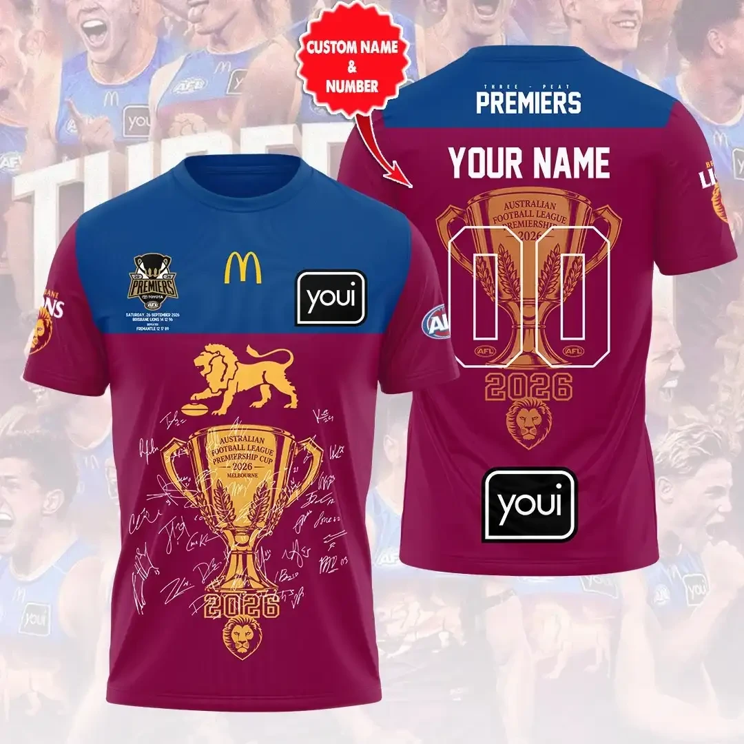 Personalized Brisbane Lions Merch 2026 AFL Premiers Shirt Lions Game Day Clothing Fans Gifts 1 - Unicasport Personalized Brisbane Lions Merch 2026 AFL Premiers Shirt Lions Game Day Clothing Fans Gifts