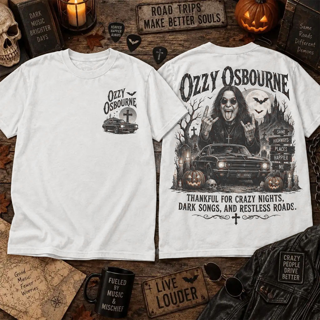 Ozzy Osbourne Merch Thankful For Crazy Nights Dark Songs And Restless Road Halloween T-Shirt 1 - Unicasport Ozzy Osbourne Merch Thankful For Crazy Nights Dark Songs And Restless Road Halloween T-Shirt