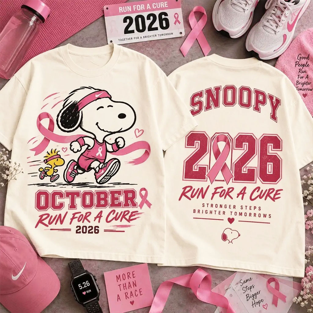 Snoopy x Pink Ribbon Breast Cancer Awareness October T-Shirt Breast Cancer Survivor Shirts 1 - Unicasport Snoopy x Pink Ribbon Breast Cancer Awareness October T-Shirt Breast Cancer Survivor Shirts