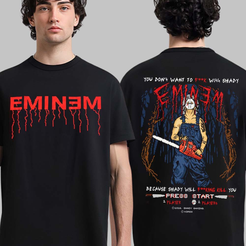Eminem x New York Comic Con Merch 2026 Jason Voorhees Arcade Game Style T-Shirt Gift For Rap Music Fans 1 - Unicasport Eminem x New York Comic Con Merch 2026 Jason Voorhees Arcade Game Style T-Shirt Gift For Rap Music Fans
