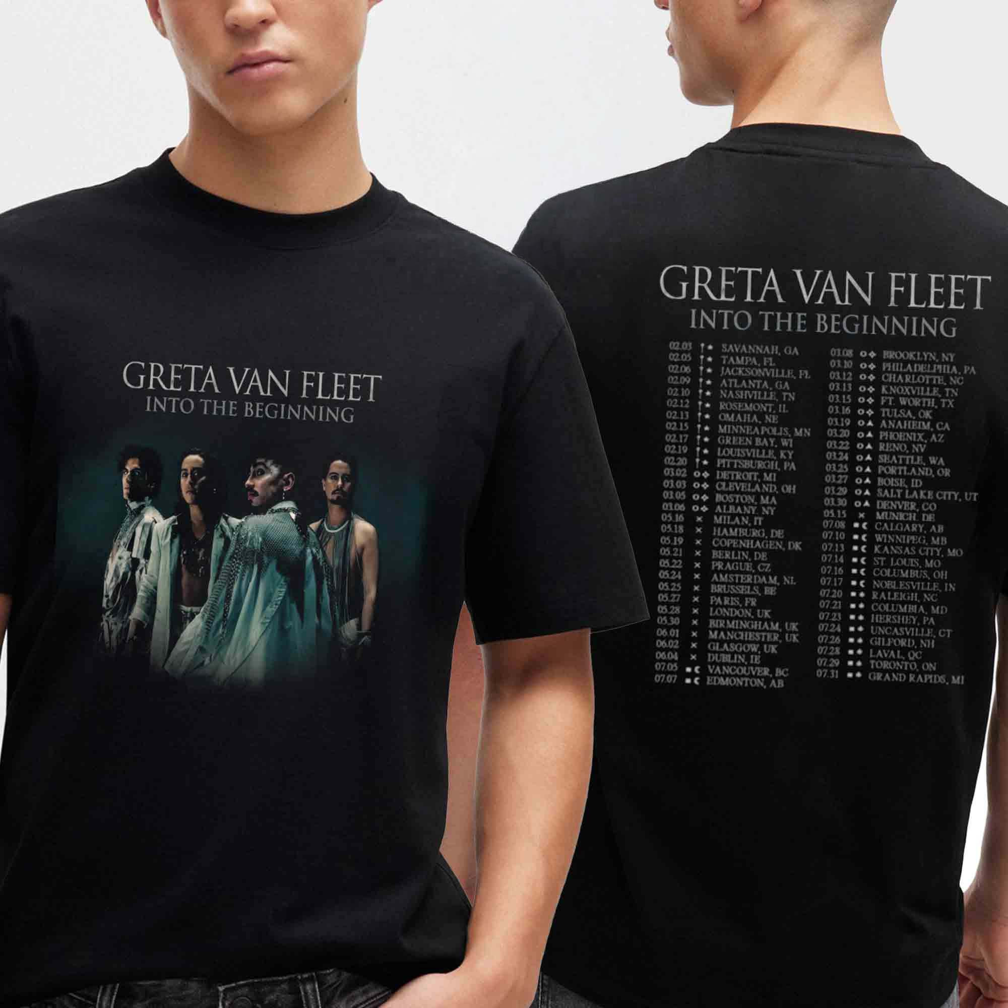 Greta Van Fleet Merch 2027 Tour Dates Into The Beginning T-Shirt Gift For Concert Fans 1 - Unicasport Greta Van Fleet Merch 2027 Tour Dates Into The Beginning T-Shirt Gift For Concert Fans