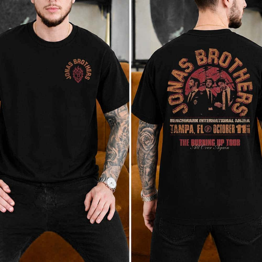 Jonas Brother Merch Benchmark International Arena The Burning Up All Over Again Tour 2026 T-Shirt Fans Gear 1 - Unicasport Jonas Brother Merch Benchmark International Arena The Burning Up All Over Again Tour 2026 T-Shirt Fans Gear