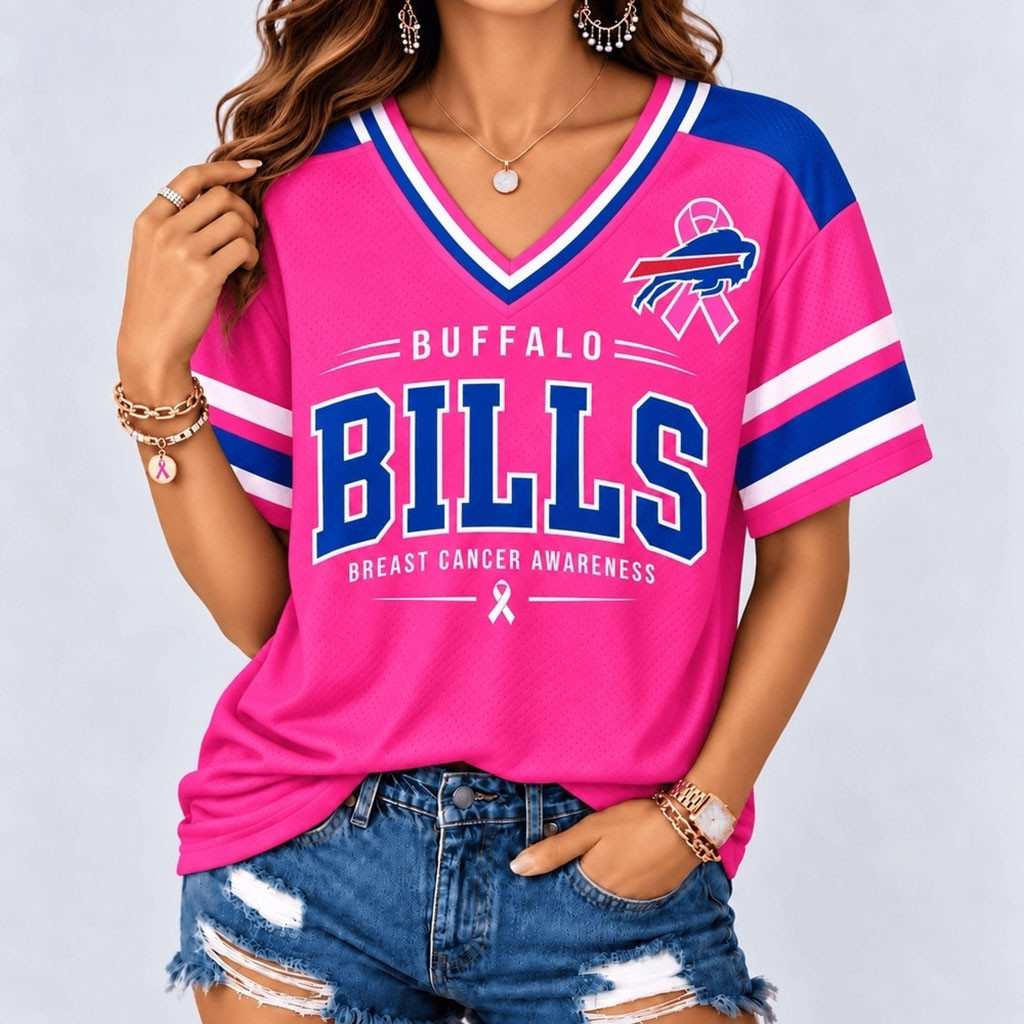 Buffalo Bills Merch Breast Cancer Awareness V-Neck Shirt 2026 Breast Cancer Survivor Gift Ideas 1 - Unicasport Buffalo Bills Merch Breast Cancer Awareness V-Neck Shirt 2026 Breast Cancer Survivor Gift Ideas