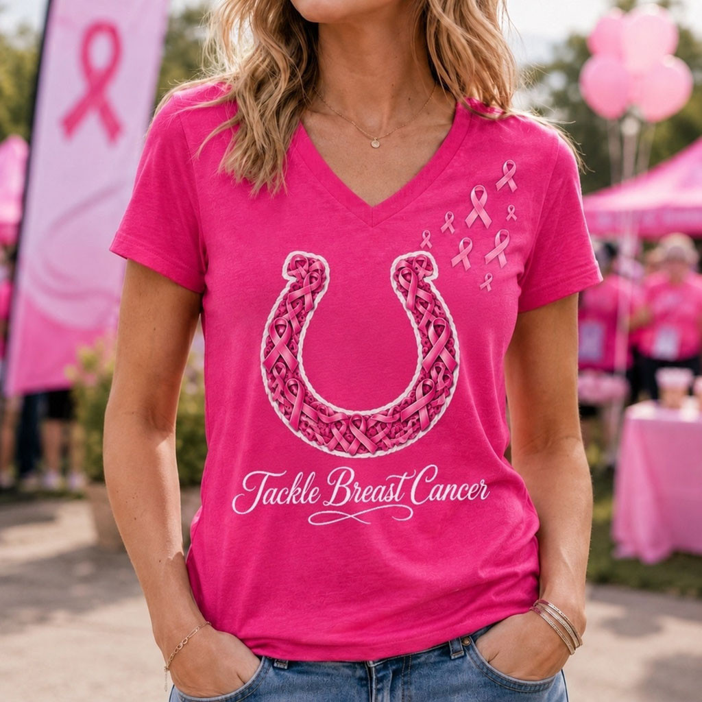 Indianapolis Colts 2026 Tackle Breast Cancer V-Neck Shirt Colts Merch Gift For Game Day 1 - Unicasport Indianapolis Colts 2026 Tackle Breast Cancer V-Neck Shirt Colts Merch Gift For Game Day