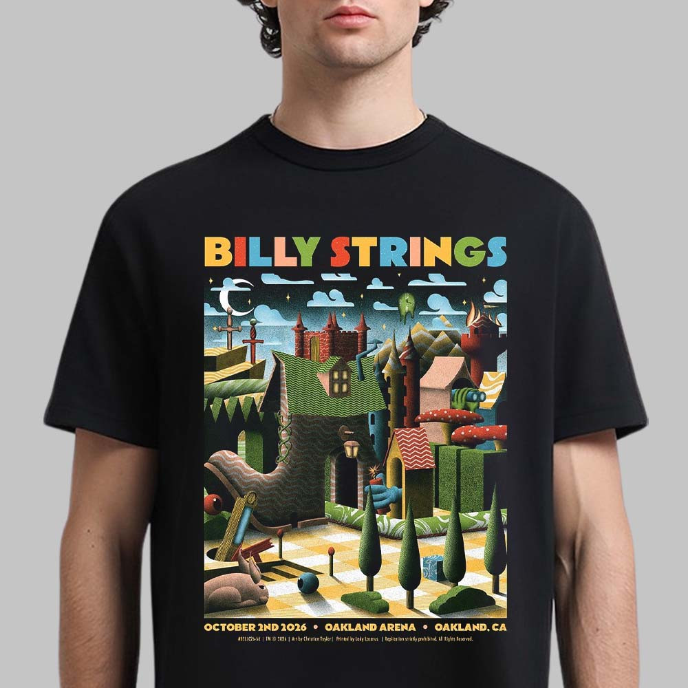 Billy Strings Merch At Oakland Arena 2026 Art By Christian Taylor T-Shirt Best Billy Strings Lover Gift 1 - Unicasport Billy Strings Merch At Oakland Arena 2026 Art By Christian Taylor T-Shirt Best Billy Strings Lover Gift