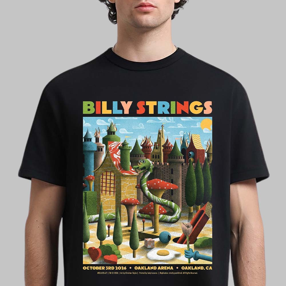 Billy Strings Merch At Oakland Arena 2026 Art By Christian Taylor T-Shirt Billy Strings Lover Gift Ideas 1 - Unicasport Billy Strings Merch At Oakland Arena 2026 Art By Christian Taylor T-Shirt Billy Strings Lover Gift Ideas