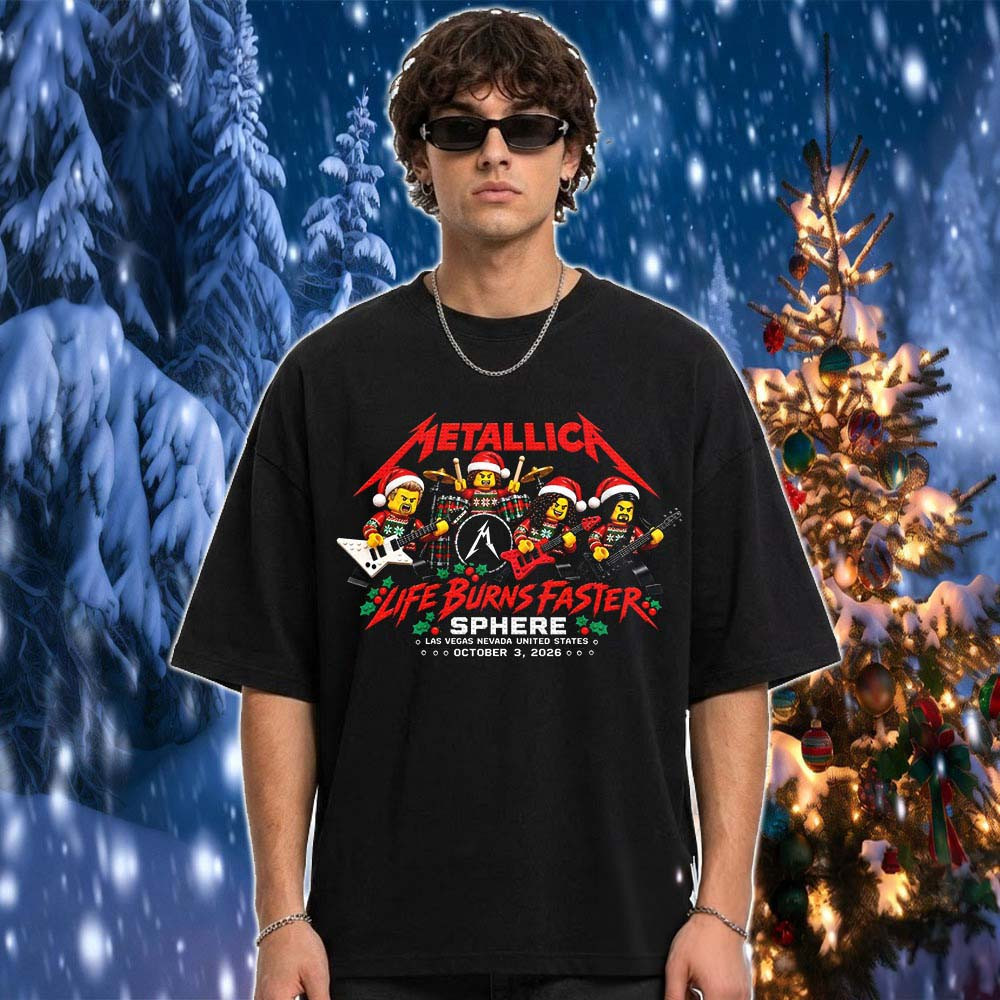 Metallica Merch Sphere Las Vegas Life Burns Faster 2026 Lego Christmas Rock Band Art T-Shirt Gift For Fans 1 - Unicasport Metallica Merch Sphere Las Vegas Life Burns Faster 2026 Lego Christmas Rock Band Art T-Shirt Gift For Fans