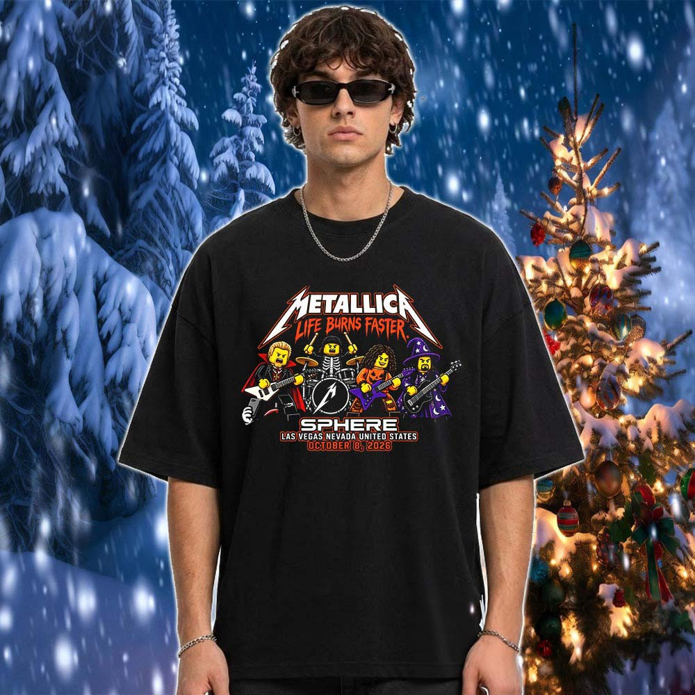 Metallica Merch Sphere Las Vegas Life Burns Faster 2026 Lego Halloween Rock Band T-Shirt Fans Gear 1 - Unicasport Metallica Merch Sphere Las Vegas Life Burns Faster 2026 Lego Halloween Rock Band T-Shirt Fans Gear