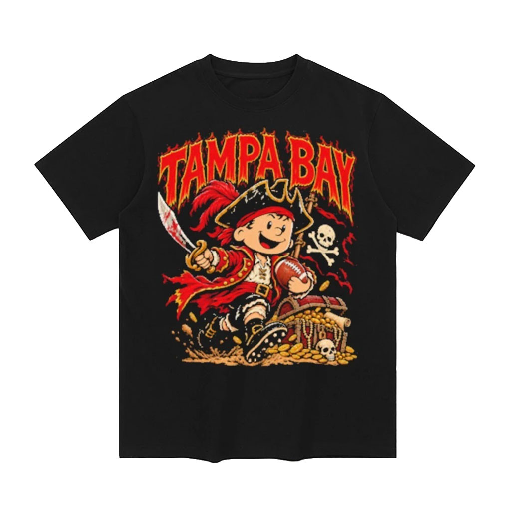 Tampa Bay Football Cartoon Pirate Mascot Running With Sword Treasure T-Shirt Buccaneers Merch 1 - Unicasport Tampa Bay Football Cartoon Pirate Mascot Running With Sword Treasure T-Shirt Buccaneers Merch