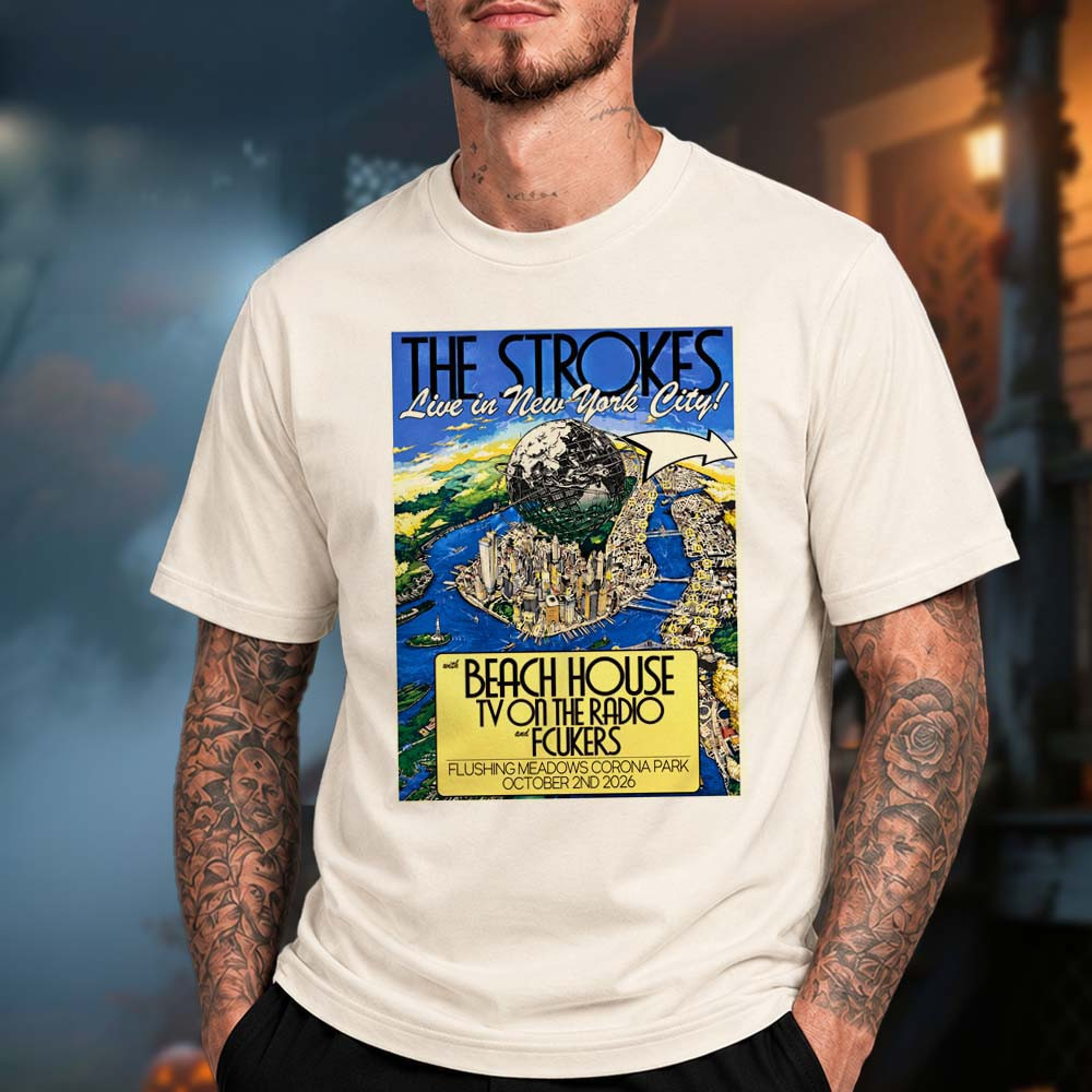 The Strokes Merch At Flushing Meadows Corona Park In Queens New York 2026 T-Shirt Rock Fans Gear 1 - Unicasport The Strokes Merch At Flushing Meadows Corona Park In Queens New York 2026 T-Shirt Rock Fans Gear