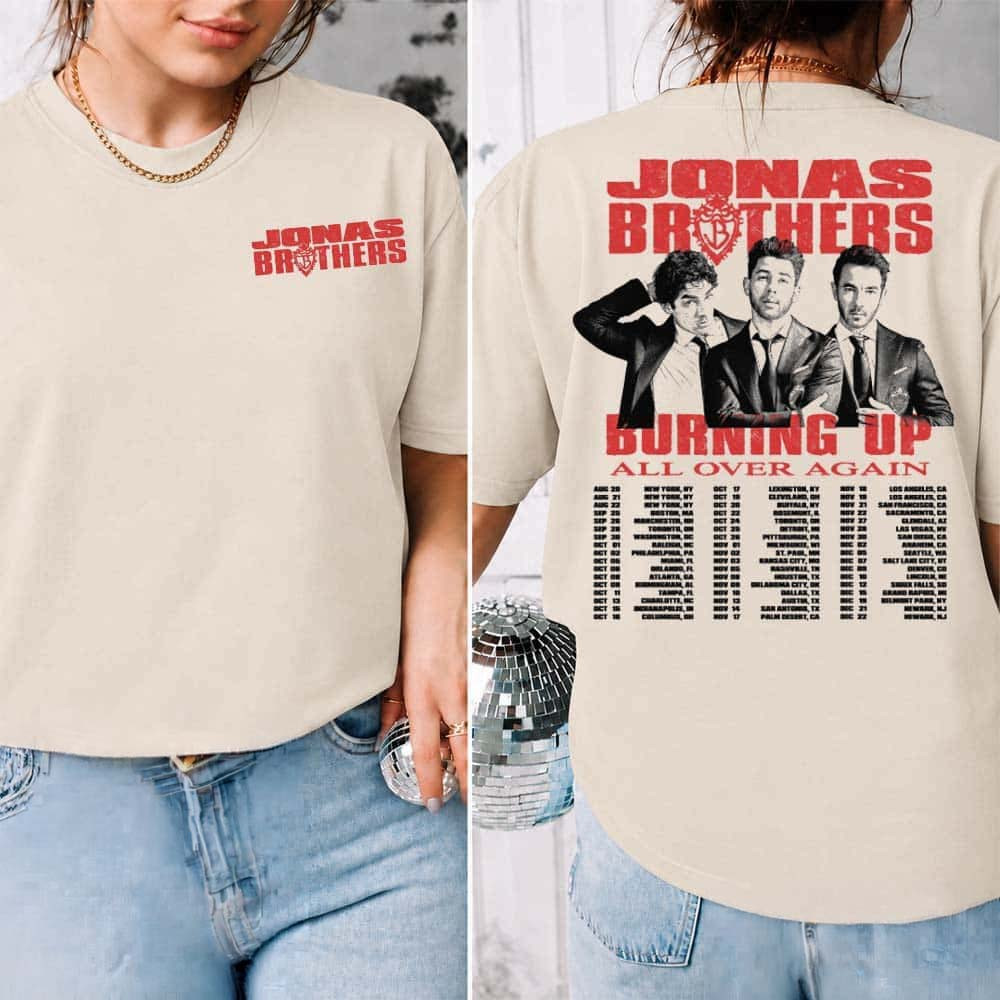 Jonas Brothers Merch The Burning Up Tour Tee 2026 T-Shirt Gift For Concert Lover 1 - Unicasport Jonas Brothers Merch The Burning Up Tour Tee 2026 T-Shirt Gift For Concert Lover