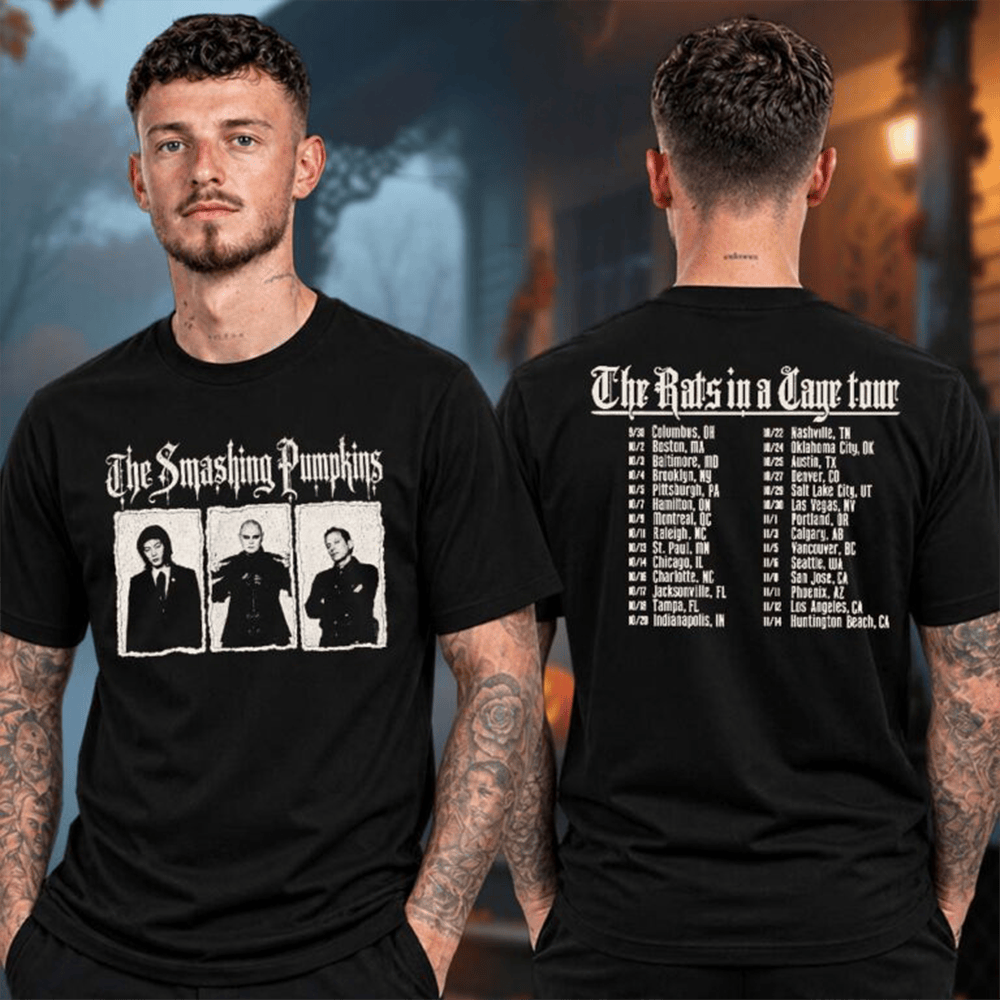 The Smashing Pumpkins Merch The Rast In A Cage Tour 2026 Photo Band Tour Dates T-Shirt Concert Tee Gift 1 - Unicasport The Smashing Pumpkins Merch The Rast In A Cage Tour 2026 Photo Band Tour Dates T-Shirt Concert Tee Gift