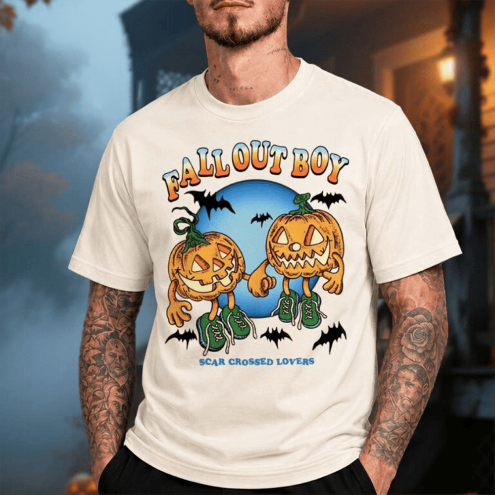 Fall Out Boy Merch Halloween Collection 2026 Scar Crossed Pumpkins T-Shirt Gift For Rock Music Fans 1 - Unicasport Fall Out Boy Merch Halloween Collection 2026 Scar Crossed Pumpkins T-Shirt Gift For Rock Music Fans