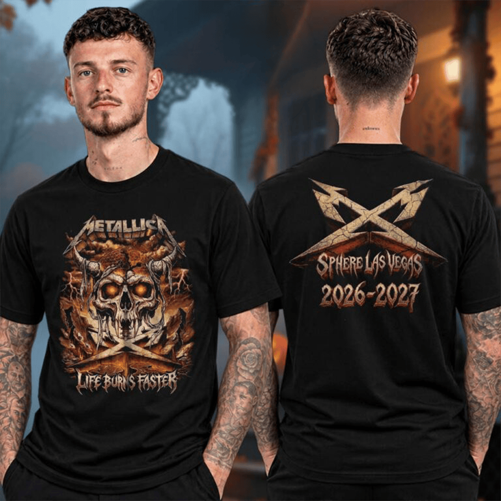 Metallica Merch Las Vegas NV Sphere Life Burns Faster Viking Skull T-Shirt Gift For Rock Music Fans 1 - Unicasport Metallica Merch Las Vegas NV Sphere Life Burns Faster Viking Skull T-Shirt Gift For Rock Music Fans