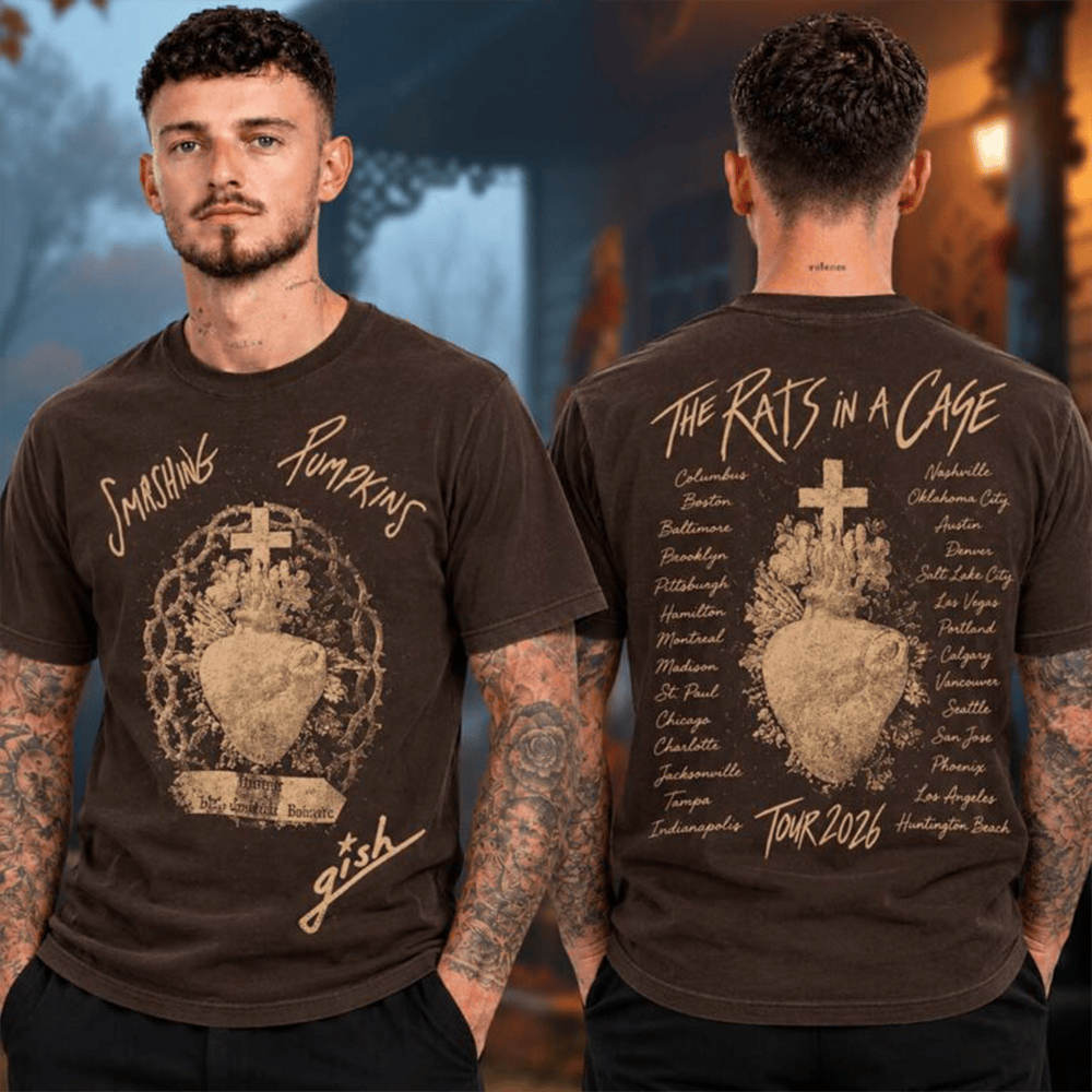 The Smashing Pumpkins Merch The Rast In A Cage Tour 2026 Gish Cross Heart Tour Dates T-Shirt Gift For Fans 1 - Unicasport The Smashing Pumpkins Merch The Rast In A Cage Tour 2026 Gish Cross Heart Tour Dates T-Shirt Gift For Fans