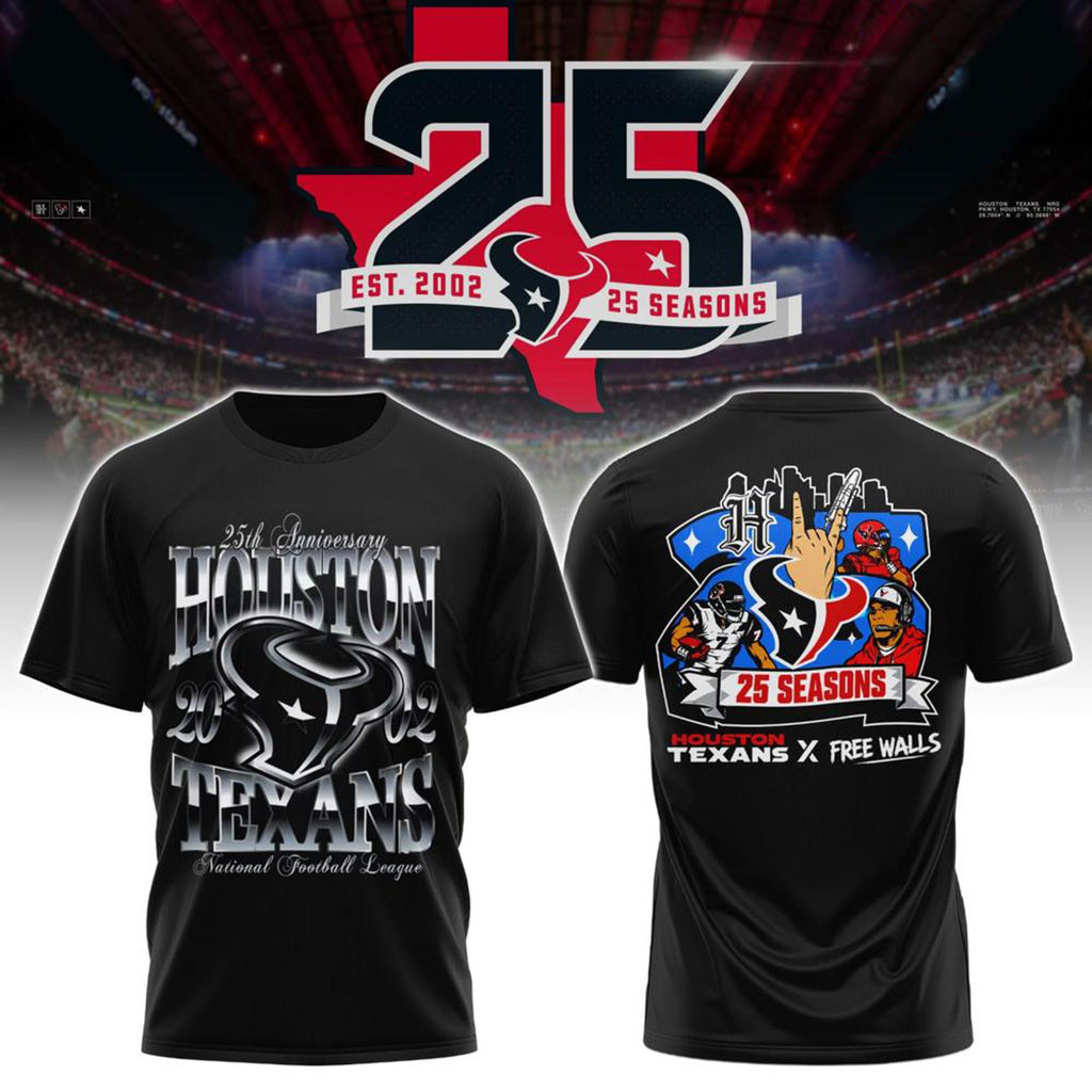 Houston Texans H-Town 25th Anniversary Black T-Shirt Houston Texans Merch Football Fan Gear 1 - Unicasport Houston Texans H-Town 25th Anniversary Black T-Shirt Houston Texans Merch Football Fan Gear