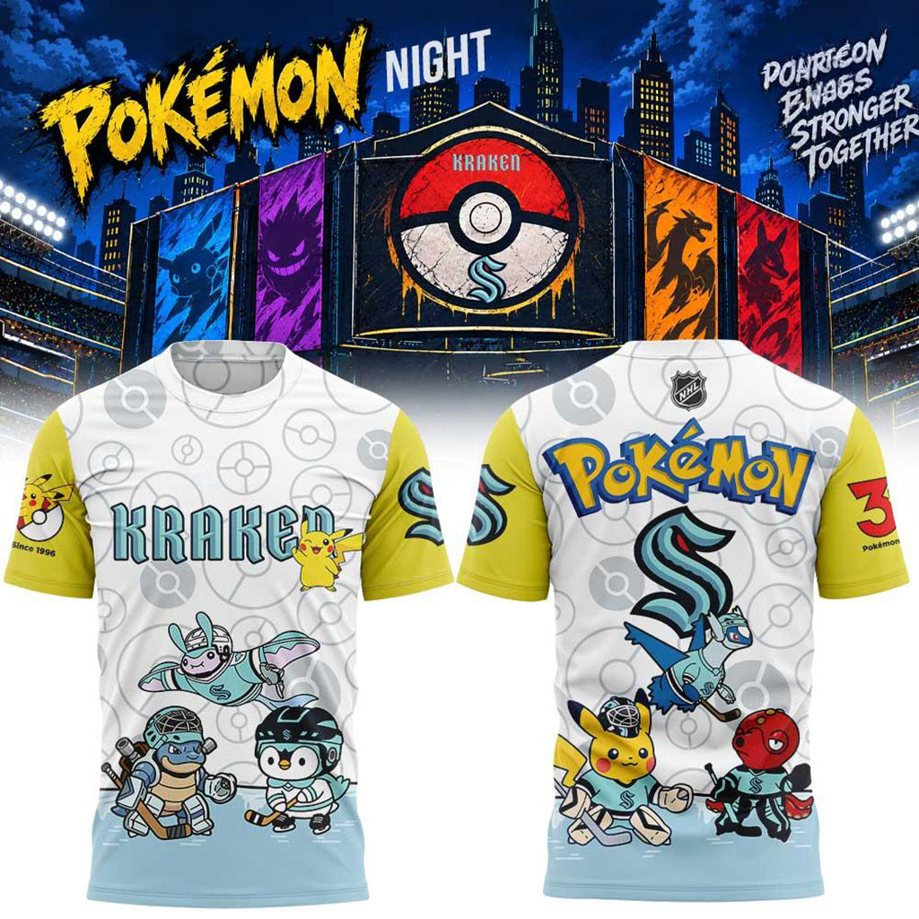 Seattle Kraken X Pokemon Night 2026 T-Shirt Seattle Kraken Merch Present For Hockey Fans 1 - Unicasport Seattle Kraken X Pokemon Night 2026 T-Shirt Seattle Kraken Merch Present For Hockey Fans