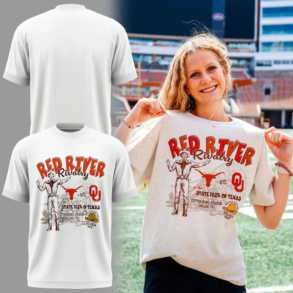 Texas Longhorns Red River Rivalry White T-Shirt Texas Longhorns Merch Gift For Football Fans 1 - Unicasport Texas Longhorns Red River Rivalry White T-Shirt Texas Longhorns Merch Gift For Football Fans