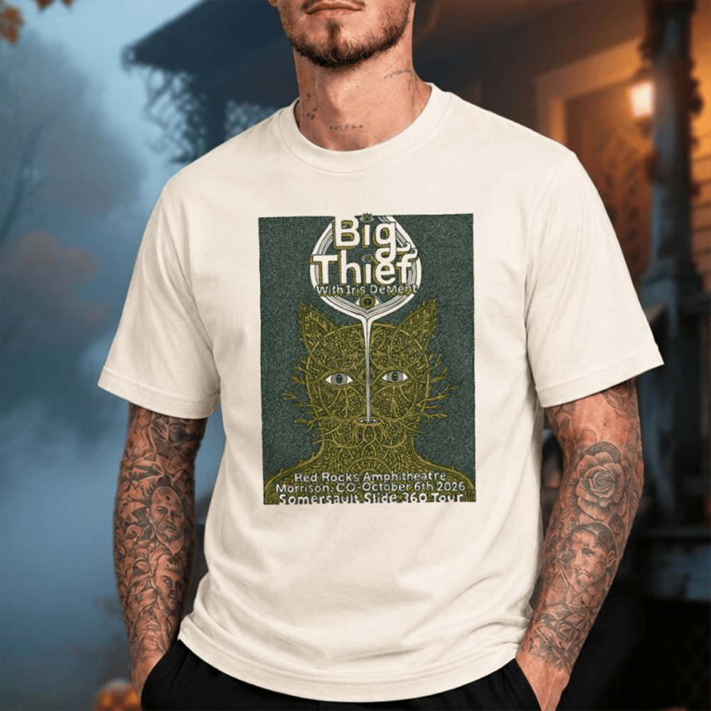 Big Thief With Iris Dement Merch Red Rocks Event Poster Somersault Slide 360 Tour In Morrison CO 2026 T-Shirt 1 - Unicasport Big Thief With Iris Dement Merch Red Rocks Event Poster Somersault Slide 360 Tour In Morrison CO 2026 T-Shirt