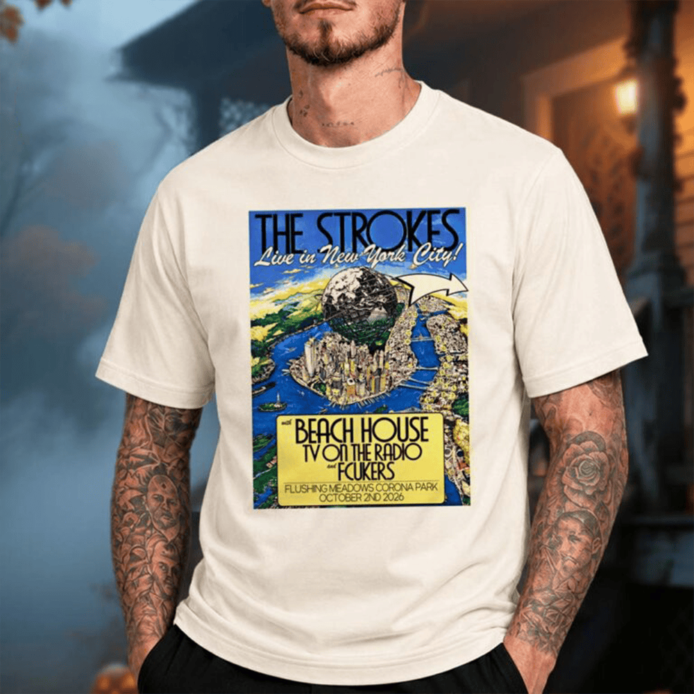 The Strokes Merch Live In New York City Event At Flushing Meadows Corona Park In Queens New York 2026 T-Shirt 1 - Unicasport The Strokes Merch Live In New York City Event At Flushing Meadows Corona Park In Queens New York 2026 T-Shirt