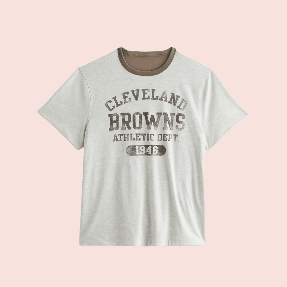Cleveland Browns Merch Abercrombie & Fitch Brown Cleveland Browns Reversible T-Shirt Fans Outfit 1 - Unicasport Cleveland Browns Merch Abercrombie & Fitch Brown Cleveland Browns Reversible T-Shirt Fans Outfit