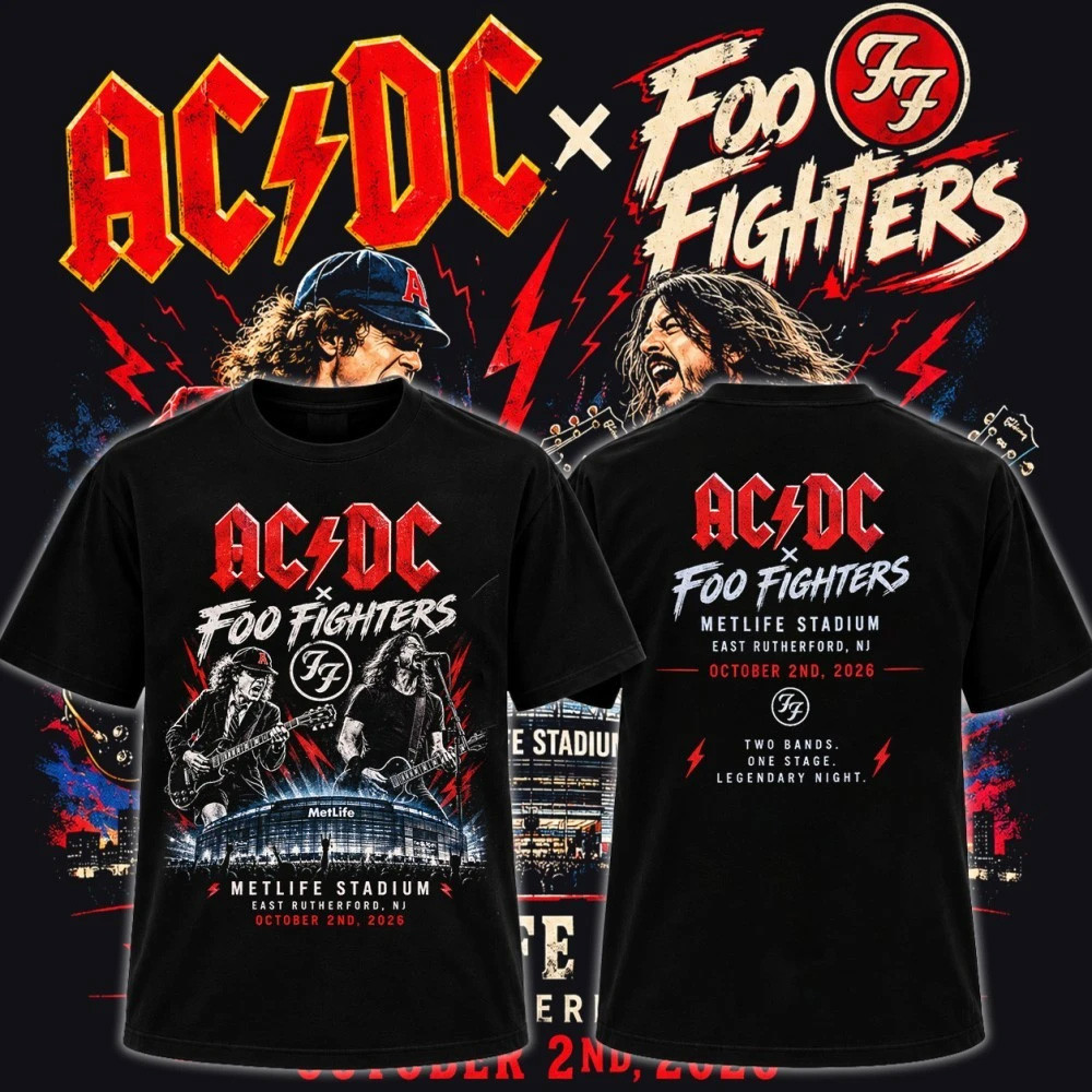 ACDC x Foo Fighters Merch MetLife Stadium NJ 2026 Rock Concert T-Shirt Power Up Tour Shirt 1 - Unicasport ACDC x Foo Fighters Merch MetLife Stadium NJ 2026 Rock Concert T-Shirt Power Up Tour Shirt