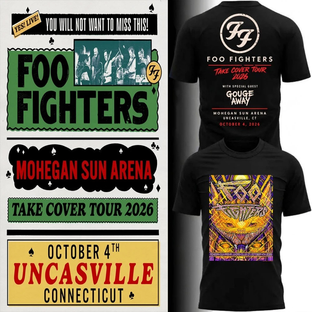 Foo Fighters Uncasville CT T-Shirt 2026 Take Cover Tour Concert Shirt Foo Fighters Merch 1 - Unicasport Foo Fighters Uncasville CT T-Shirt 2026 Take Cover Tour Concert Shirt Foo Fighters Merch
