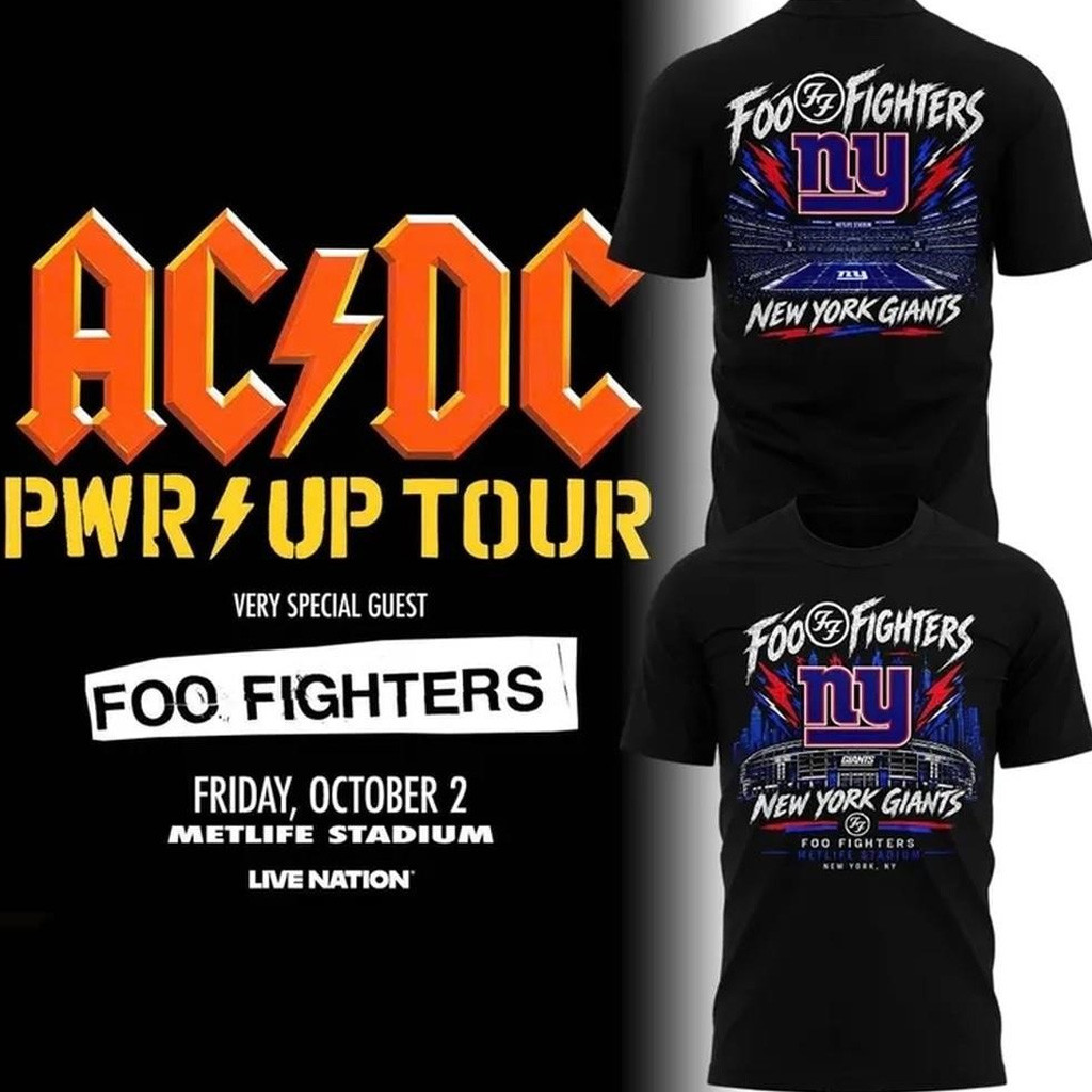 New York Giants x Foo Fighters 2026 T-Shirt Rock Football Crossover Apparel Gifts For Fans