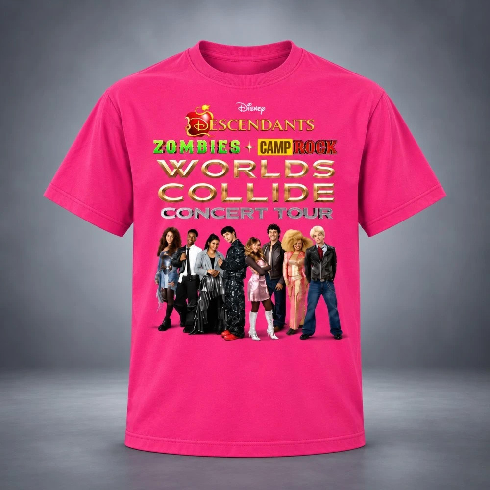 Disney Descendants Zombies Camp Rock Worlds Collide Tour T-Shirt Concert Merch Gifts For Fans 1 - Unicasport Disney Descendants Zombies Camp Rock Worlds Collide Tour T-Shirt Concert Merch Gifts For Fans