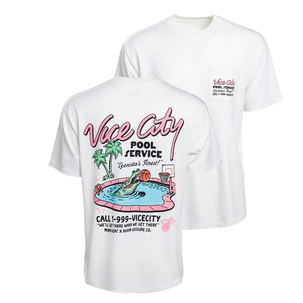 Miami Heat x GTA 6 Vice City Merch Court Culture x Duvin Vice City Pool Service Pocket T-Shirt Fans Gear 1 - Unicasport Miami Heat x GTA 6 Vice City Merch Court Culture x Duvin Vice City Pool Service Pocket T-Shirt Fans Gear