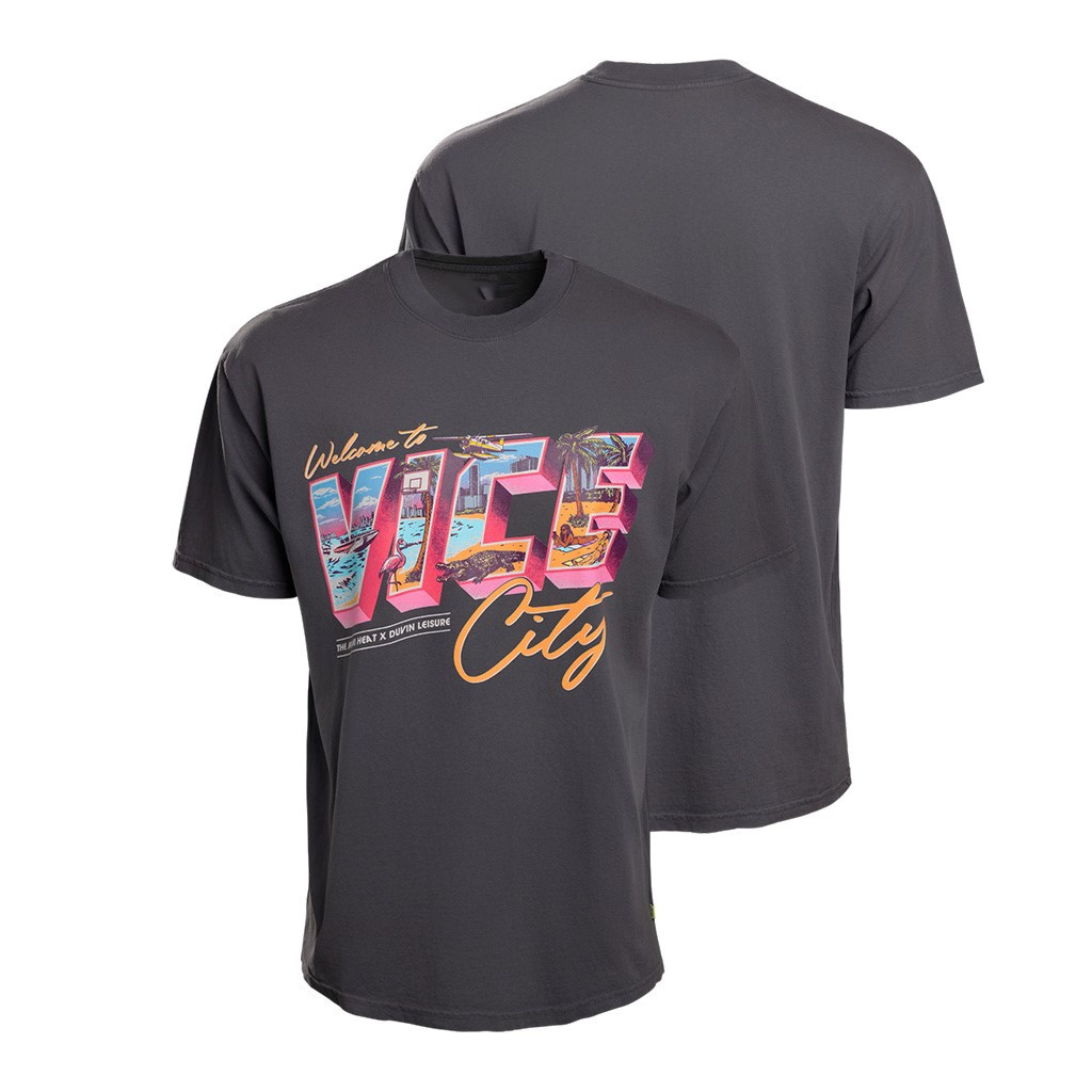 Miami Heat x GTA 6 Vice City Merch Court Culture x Duvin Vice City Postcard T-Shirt GTA Fans Gift 1 - Unicasport Miami Heat x GTA 6 Vice City Merch Court Culture x Duvin Vice City Postcard T-Shirt GTA Fans Gift