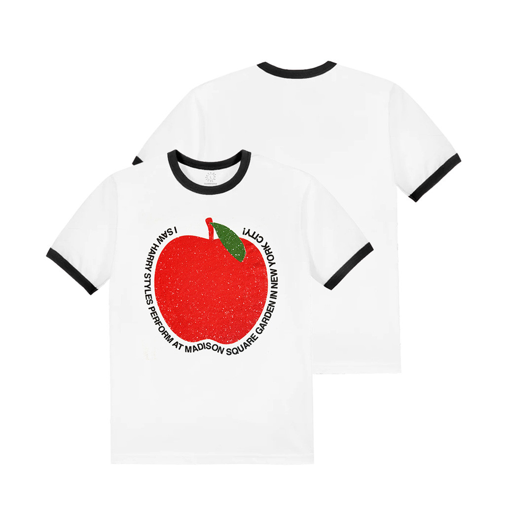 Harry Styles Merch White Apple Ringer T-Shirt Perfect Gift For Harry Styles Lover