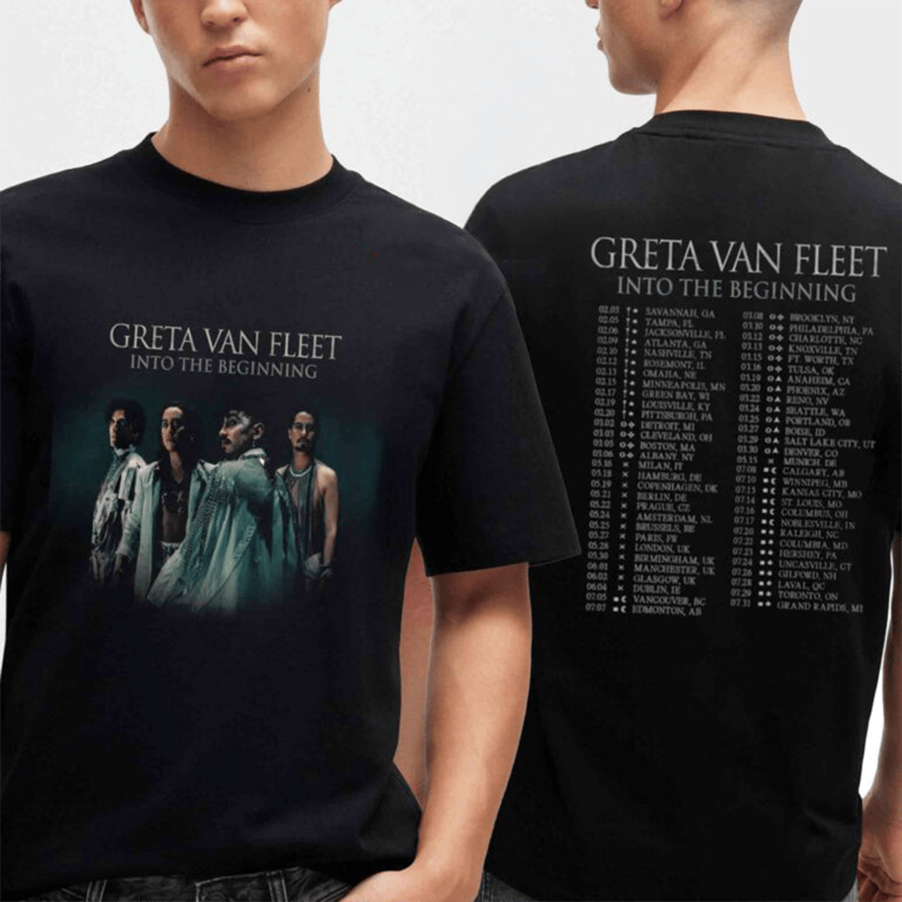 Greta Van Fleet Merch 2027 Tour Dates Into The Beginning T-Shirt Rock Music Concert Fans 1 - Unicasport Greta Van Fleet Merch 2027 Tour Dates Into The Beginning T-Shirt Rock Music Concert Fans