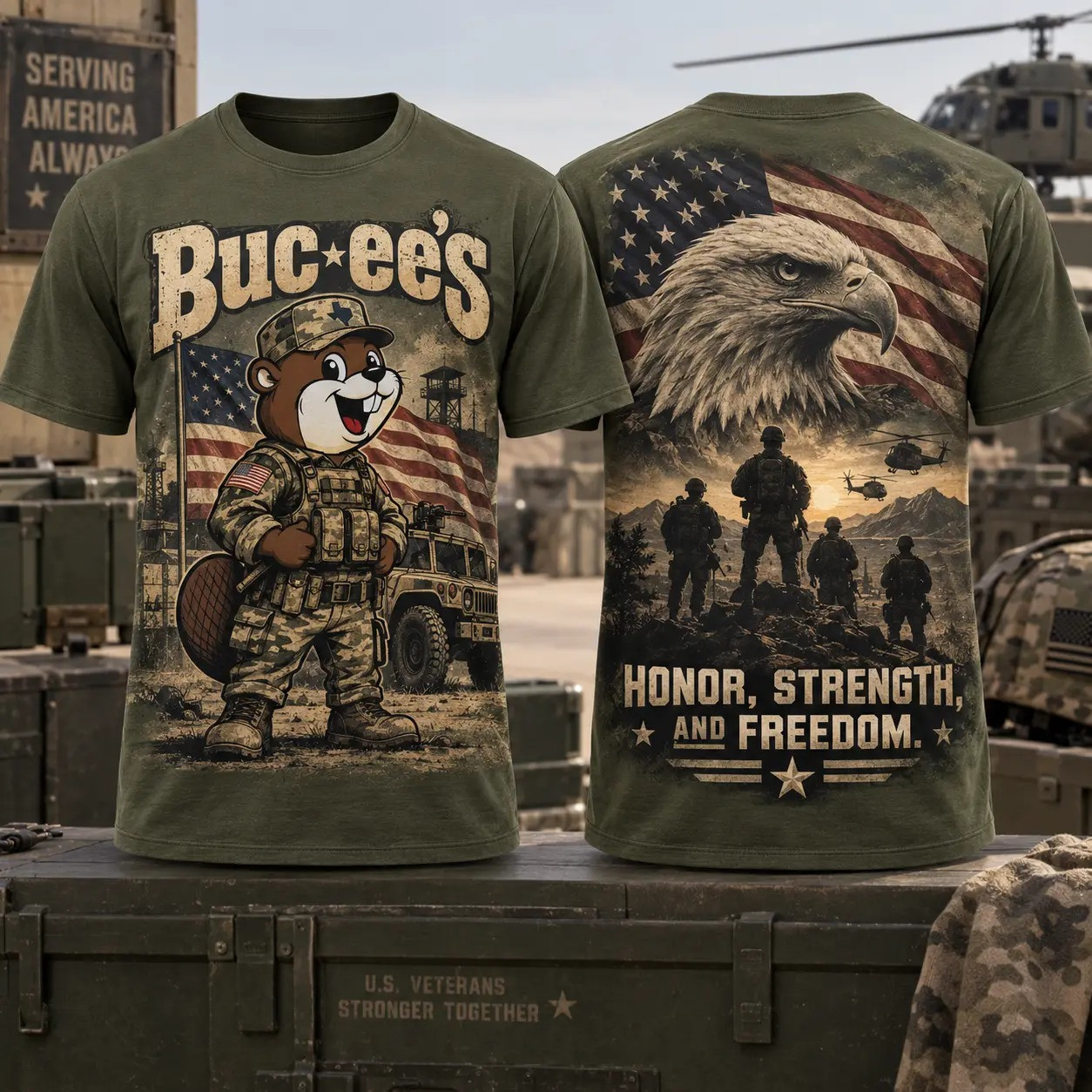 Buc-ees Merch Buc-ees Honor Strength Freedom T-Shirt Veterans Day Gift 1 - Unicasport Buc-ees Merch Buc-ees Honor Strength Freedom T-Shirt Veterans Day Gift