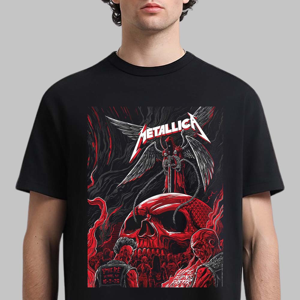 Metallica Life Burns Faster Las Vegas 2026 T-Shirt Metallica Clothing Music Lover Gifts 1 - Unicasport Metallica Life Burns Faster Las Vegas 2026 T-Shirt Metallica Clothing Music Lover Gifts