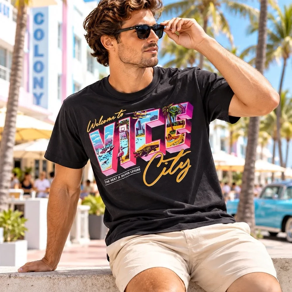 Miami Heat Welcome To Vice City Fan Made Graphic T-Shirt Miami Heat Clothing Presents For Brother 1 - Unicasport Miami Heat Welcome To Vice City Fan Made Graphic T-Shirt Miami Heat Clothing Presents For Brother