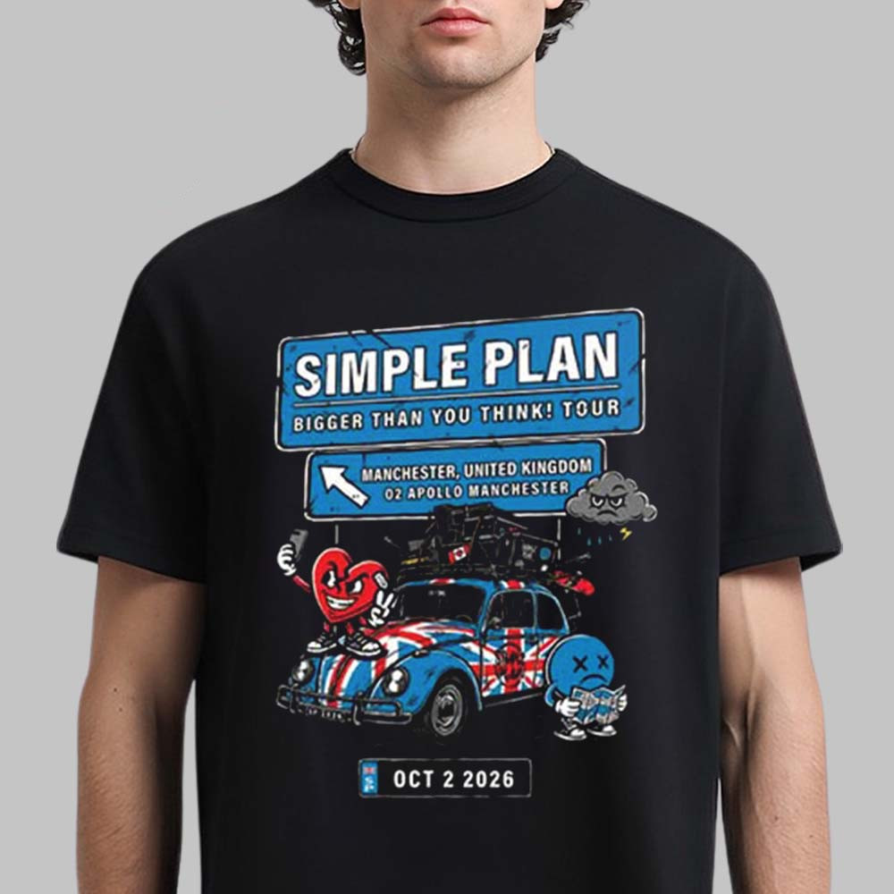 Simple Plan Manchester UK 2026 City Black T-Shirt Presents For Rock Fans 1 - Unicasport Simple Plan Manchester UK 2026 City Black T-Shirt Presents For Rock Fans