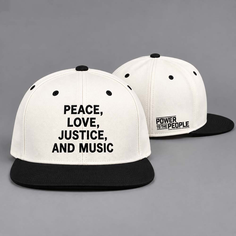 Power to the People Festival 2026 Commemorative Snapback Hat Peace Love Justice And Music Cap 1 - Unicasport Power to the People Festival 2026 Commemorative Snapback Hat Peace Love Justice And Music Cap