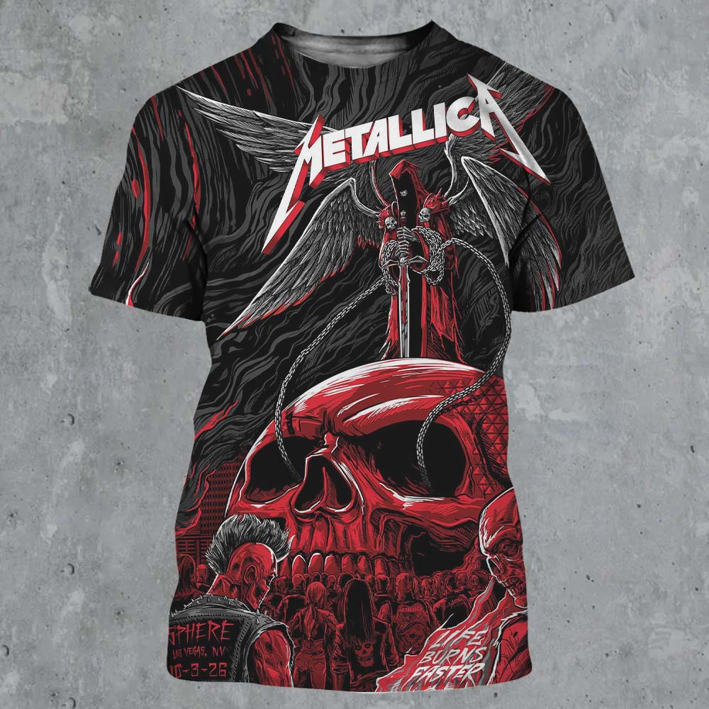 Metallica Life Burns Faster Las Vegas 2026 T-Shirt Metallica Clothes Presents For Music Buffs 1 - Unicasport Metallica Life Burns Faster Las Vegas 2026 T-Shirt Metallica Clothes Presents For Music Buffs