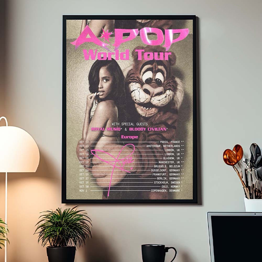 Tyla Merch A POP World Tour 2026 With Special Guests Europe Poster Home Decor