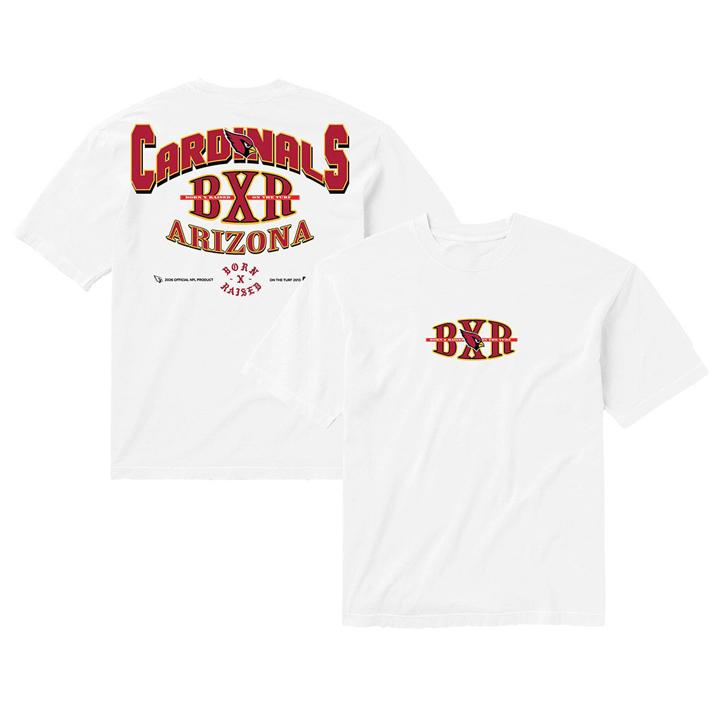 Arizona Cardinals Born X Raised NFL Merch Cardinals White Block Letter T-Shirt Football Gifts 1 - Unicasport Arizona Cardinals Born X Raised NFL Merch Cardinals White Block Letter T-Shirt Football Gifts